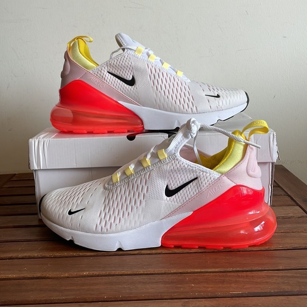 Nike Air Max 270 White Bright Crimson Women Size 8(FZ3624-100)